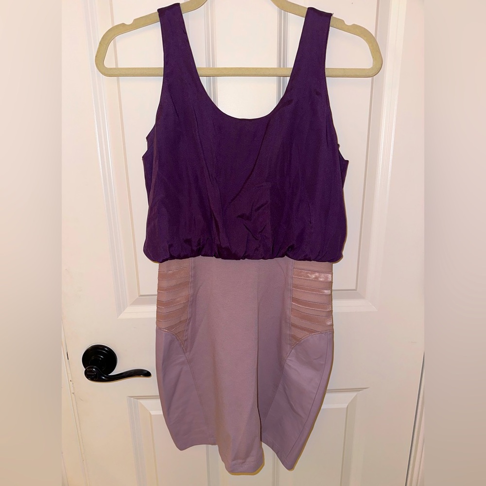 Alice + Olivia purple leather panel dress
